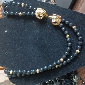KJL Ram’s Head Long Necklace, RARE.  30" long, 15" drop